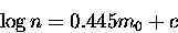 \begin{displaymath}
\log n = 0.445 m_{0} + c \end{displaymath}