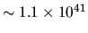 $\sim 1.1 \times
10^{41}$